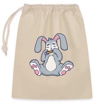 Le lapin joue de l’harmonica - Sac cadeau en coton avec cordon (25 x 30 cm) - nature - Devant