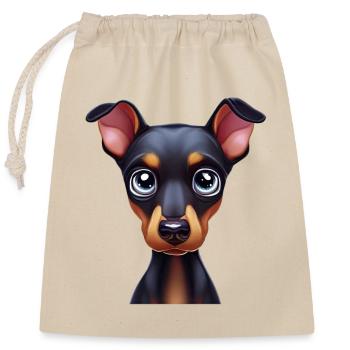 Entzückender Dobermann-Pinscher-Cartoon - Verschließbarer Geschenkbeutel aus Baumwolle (25x30cm) - Natur - Vorne