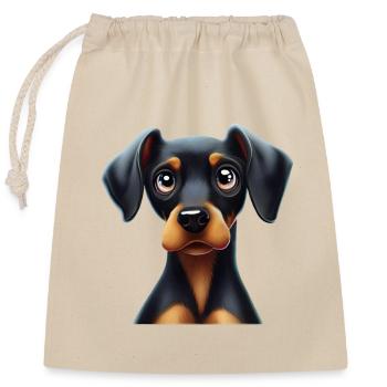 Doberman Pinscher Compagnon d’aventure - Sac cadeau en coton avec cordon (25 x 30 cm) - nature - Devant