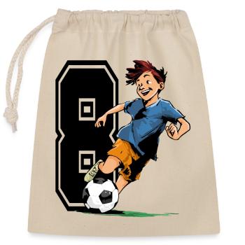 8 Year Old Footballer & Soccer Children's Birthday Party - Closable cotton gift bag (25x30cm) - nature - Front