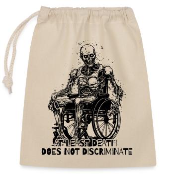 Squelette en fauteuil roulant : pas de discrimination - Sac cadeau en coton avec cordon (25 x 30 cm) - nature - Devant