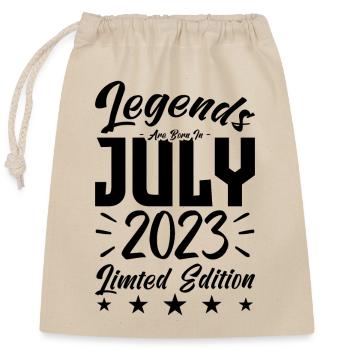 Born in July 2023. Birthday gift. - Closable cotton gift bag (25x30cm) - nature - Front