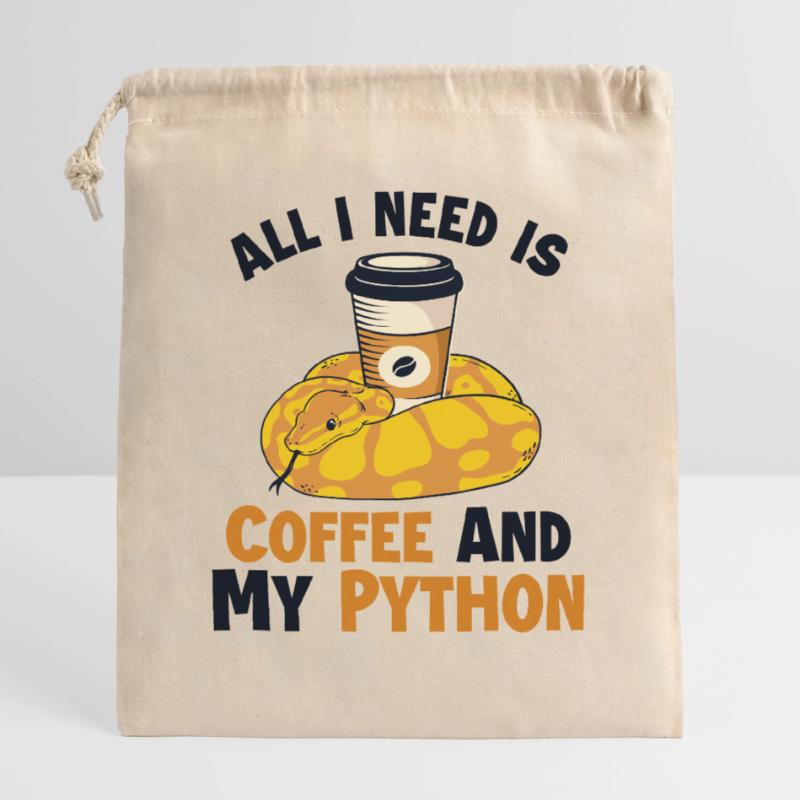 Café et Python Python Snake Banana Ball Sac cadeau en coton avec cordon (25 x 30 cm)