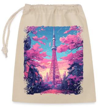 Vaporwave Ästhetischer Skytree Tokyo Japanischer Anblick - Verschließbarer Geschenkbeutel aus Baumwolle (25x30cm) - Natur - Vorne