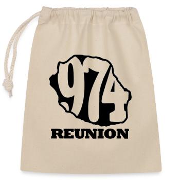 REUNION 974 - La réunion lé la - Sac cadeau en coton avec cordon (25 x 30 cm) - nature - Devant