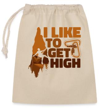 I Like To Get High Alpinklettern Sportklettern - Verschließbarer Geschenkbeutel aus Baumwolle (25x30cm) - Natur - Vorne