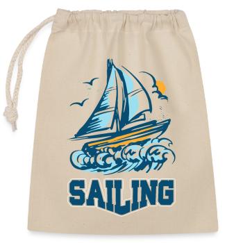 SAILING BOAT SAIL SHIP SEGELSCHIFF - Closable cotton gift bag (25x30cm) - nature - Front