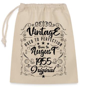 Vintage Né(e) en Août 1955. anniversaire août 1955 - Sac cadeau en coton avec cordon (25 x 30 cm) - nature - Devant