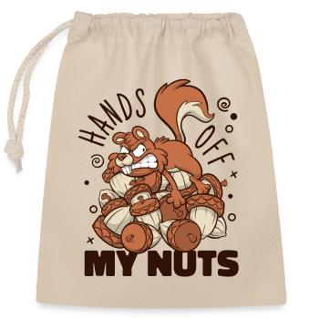 Hands Off My Nuts Grauhörnchen Squirrel - Verschließbarer Geschenkbeutel aus Baumwolle (25x30cm) - Natur - Vorne