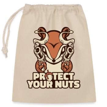 Protégez vos noix écureuil renard écureuil - Sac cadeau en coton avec cordon (25 x 30 cm) - nature - Devant