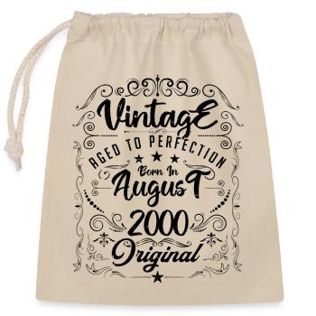 Vintage Né(e) en Août 2000. anniversaire août 2000 - Sac cadeau en coton avec cordon (25 x 30 cm) - nature - Devant