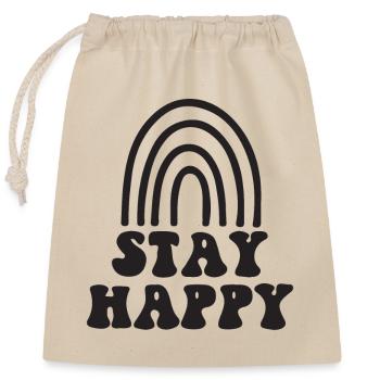 Stay Happy - Closable cotton gift bag (25x30cm) - nature - Front