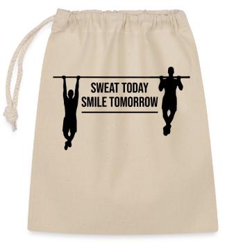 Pull-ups motivating saying fitness training - Closable cotton gift bag (25x30cm) - nature - Front