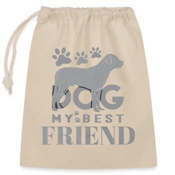 Dog My Best Friend - Closable cotton gift bag (25x30cm) - nature - Front