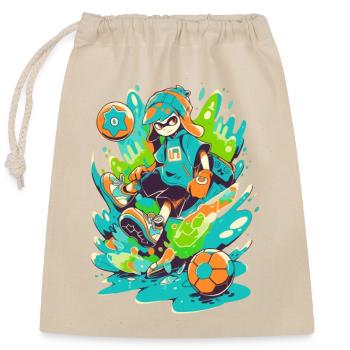 Joueur de football funky dans la conception de jeux d’art de rue - Sac cadeau en coton avec cordon (25 x 30 cm) - nature - Devant