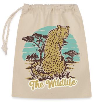 Le guépard de la faune - Sac cadeau en coton avec cordon (25 x 30 cm) - nature - Devant
