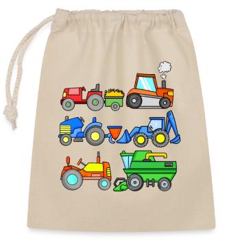 Construction site vehicles - Closable cotton gift bag (25x30cm) - nature - Front