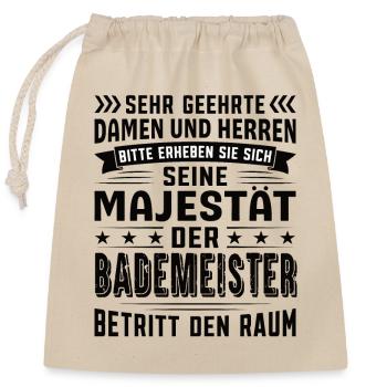Bademeister Geburtstag Bademeister Sprüche - Verschließbarer Geschenkbeutel aus Baumwolle (25x30cm) - Natur - Vorne