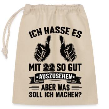 22 Geburtstag - Verschließbarer Geschenkbeutel aus Baumwolle (25x30cm) - Natur - Vorne
