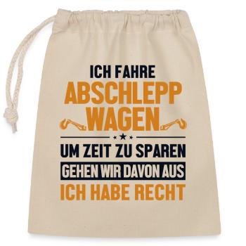 Abschleppwagen hat immer Recht Abschlepper - Verschließbarer Geschenkbeutel aus Baumwolle (25x30cm) - Natur - Vorne
