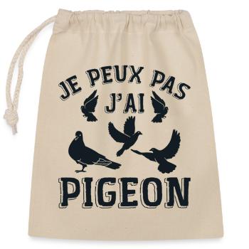Je peux pas j'ai Pigeon - Sac cadeau en coton avec cordon (25 x 30 cm) - nature - Devant