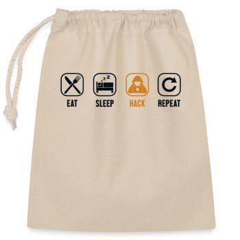 Eat Sleep Hack Repeat Sniffer Social Engineering - Verschließbarer Geschenkbeutel aus Baumwolle (25x30cm) - Natur - Vorne