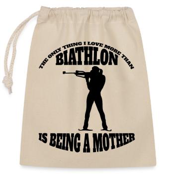 Biathlon Cadeau Sports d’hiver Skieur Biathlète - Sac cadeau en coton avec cordon (25 x 30 cm) - nature - Devant