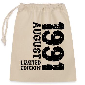 1991 August Limited Edition 32. Geburtstag Outfit - Verschließbarer Geschenkbeutel aus Baumwolle (25x30cm) - Natur - Vorne