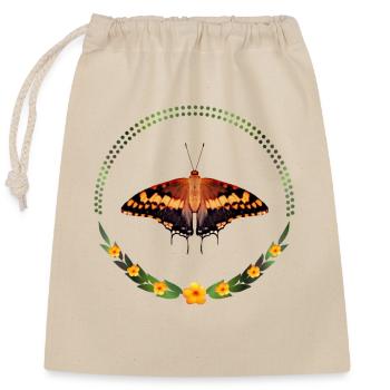 Butterfly Spotted Joker Flowers - Closable cotton gift bag (25x30cm) - nature - Front
