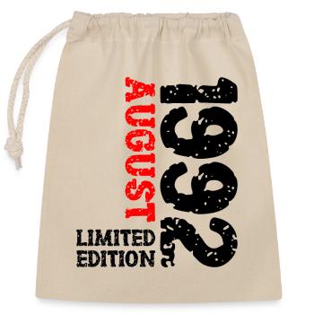 1992 August Limited Edition 31. Geburtstag Outfit - Verschließbarer Geschenkbeutel aus Baumwolle (25x30cm) - Natur - Vorne