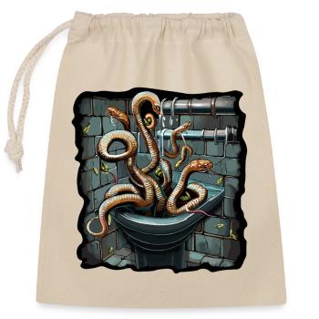 SNAKES COMING UP THROUGH SEWER PIPES - Closable cotton gift bag (25x30cm) - nature - Front
