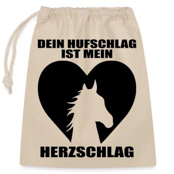 Pferde Herzschlag Reiten Hufe Hufeisen Herz Pony - Verschließbarer Geschenkbeutel aus Baumwolle (25x30cm) - Natur - Vorne