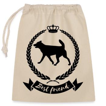 Best friend - dog - Closable cotton gift bag (25x30cm) - nature - Front