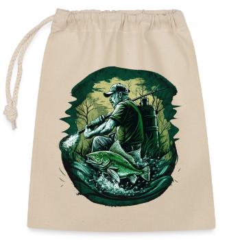 Fishermen fishing - Closable cotton gift bag (25x30cm) - nature - Front