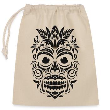 Polynesian Tribal Tiki Maori Retro Mask - Closable cotton gift bag (25x30cm) - nature - Front