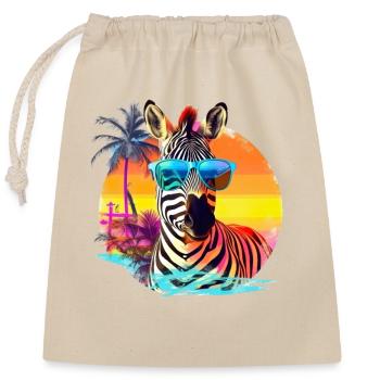 Lustiges Zebra mit Sonnenbrille Retro Stil für - Verschließbarer Geschenkbeutel aus Baumwolle (25x30cm) - Natur - Vorne