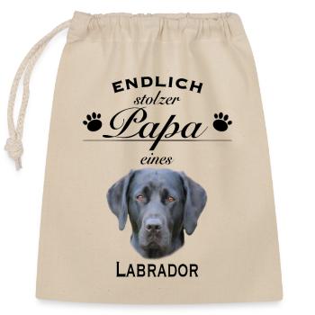 Endlich stolzer Papa - Labrador - Verschließbarer Geschenkbeutel aus Baumwolle (25x30cm) - Natur - Vorne