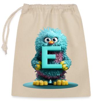 Monstre moelleux avec la lettre E - Sac cadeau en coton avec cordon (25 x 30 cm) - nature - Devant