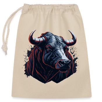 Cow bull's head - Closable cotton gift bag (25x30cm) - nature - Front
