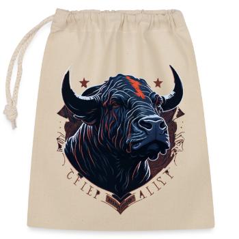 Cow bull's head - Closable cotton gift bag (25x30cm) - nature - Front