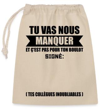 Départ collègue de travail personnalisé signé - Sac cadeau en coton avec cordon (25 x 30 cm) - nature - Devant