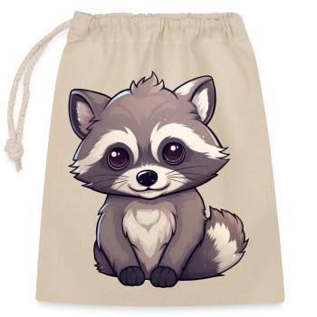Waschbär - Verschließbarer Geschenkbeutel aus Baumwolle (25x30cm) - Natur - Vorne
