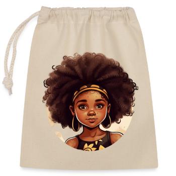 Kraftvolle Afro-Heldin Illustration - Verschließbarer Geschenkbeutel aus Baumwolle (25x30cm) - Natur - Vorne