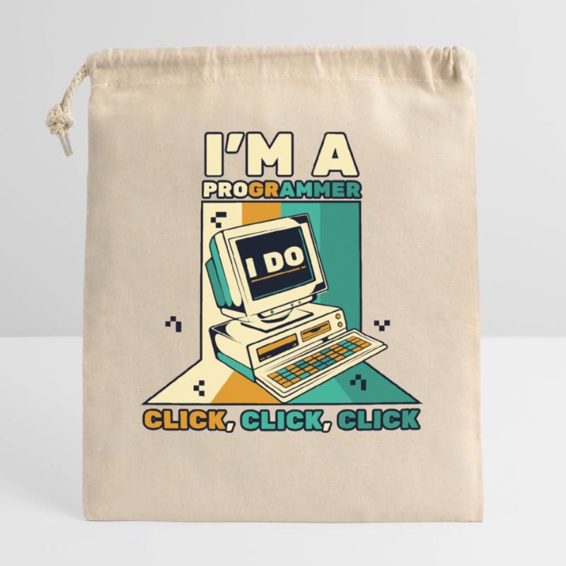 Je suis un programmeur Click Software Engineer Coder Sac cadeau en coton avec cordon (25 x 30 cm)