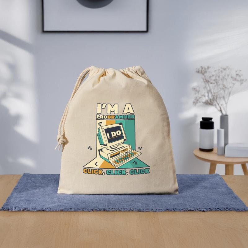 Je suis un programmeur Click Software Engineer Coder Sac cadeau en coton avec cordon (25 x 30 cm)