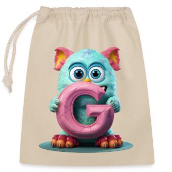 Pastel Monster with Enchanted G - Closable cotton gift bag (25x30cm) - nature - Front