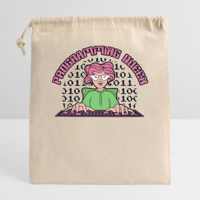 Programming Queen Software Developer Developer Closable cotton gift bag (25x30cm)