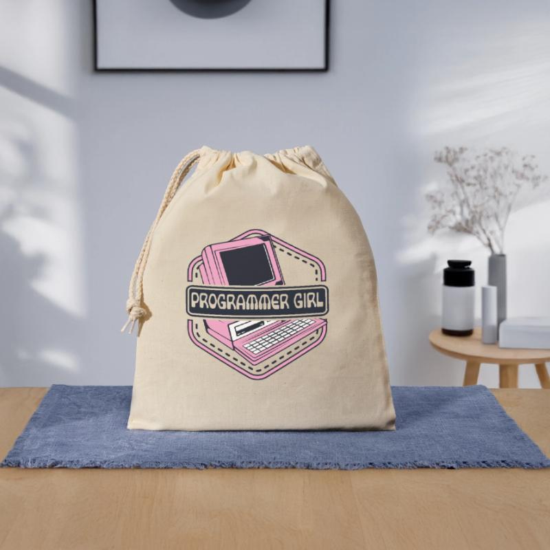 Programmer Girl Software Engineer Developer Closable cotton gift bag (25x30cm)