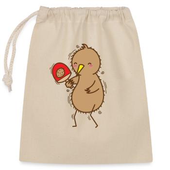 Kiwi jouant au ping-pong avec un oiseau kiwi - Sac cadeau en coton avec cordon (25 x 30 cm) - nature - Devant