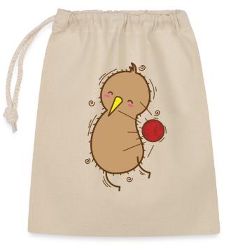 Un oiseau kiwi joue au ballon-chasseur avec des kiwis - Sac cadeau en coton avec cordon (25 x 30 cm) - nature - Devant